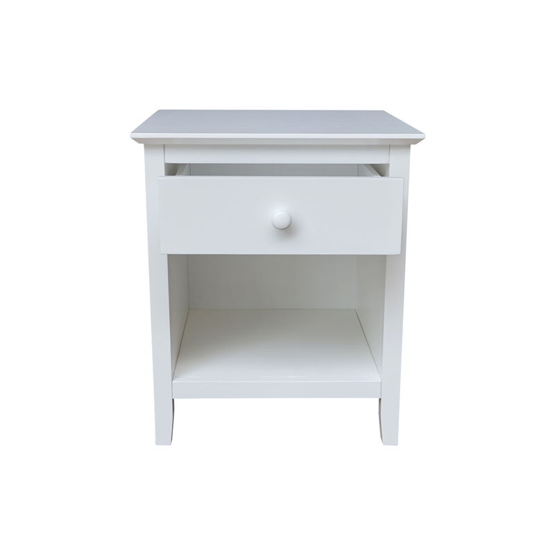 International Concepts Solid Wood Nightstand with 1 Drawer in White