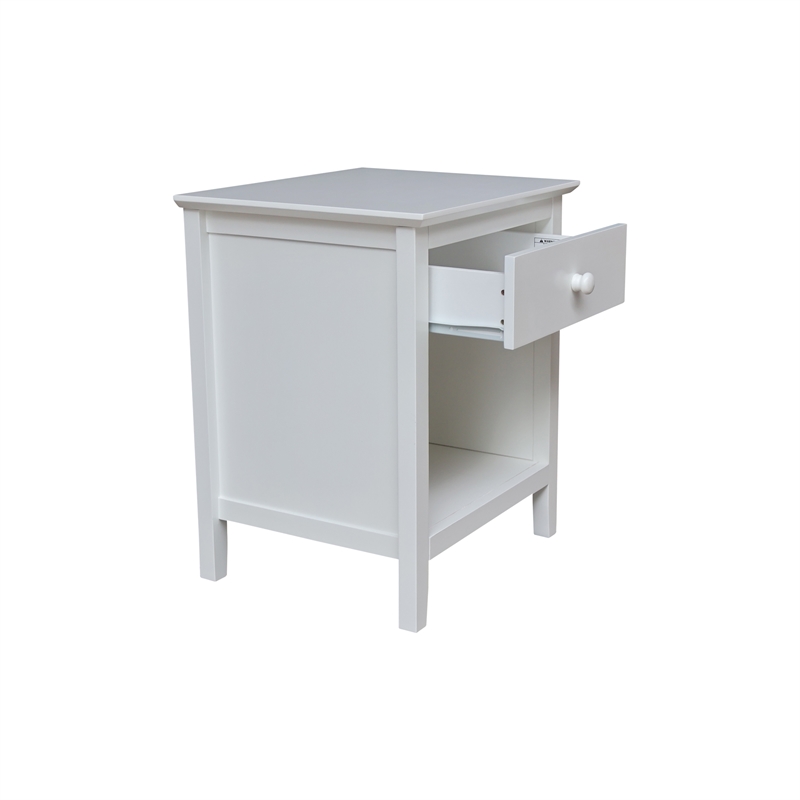 International Concepts Solid Wood Nightstand with 1 Drawer in White