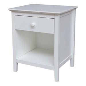 International Concepts Solid Wood Nightstand with 1 Drawer in White