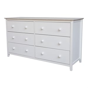 International Concepts Solid Wood Bedroom Dresser with 6 Drawers in White