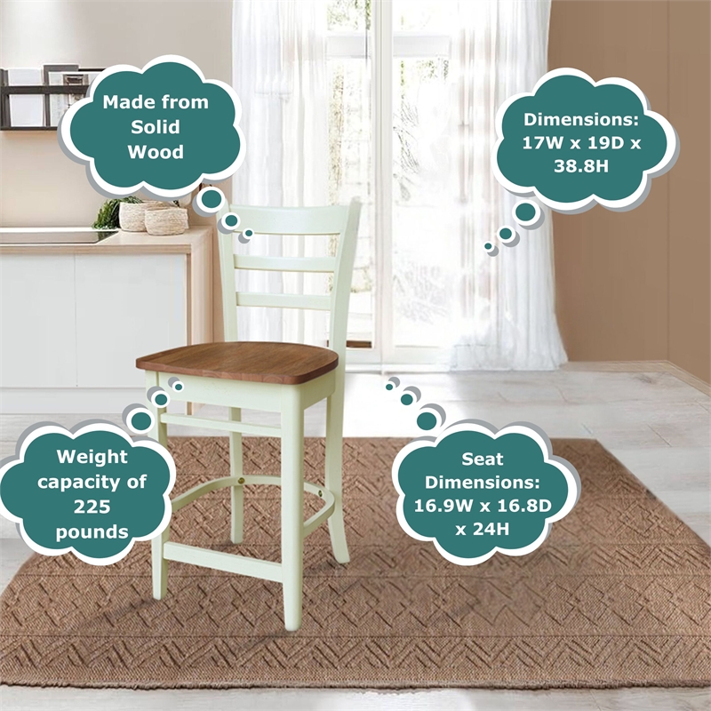 International Concepts Emily Counter Height Dining Stool 24 Inch Seat Height