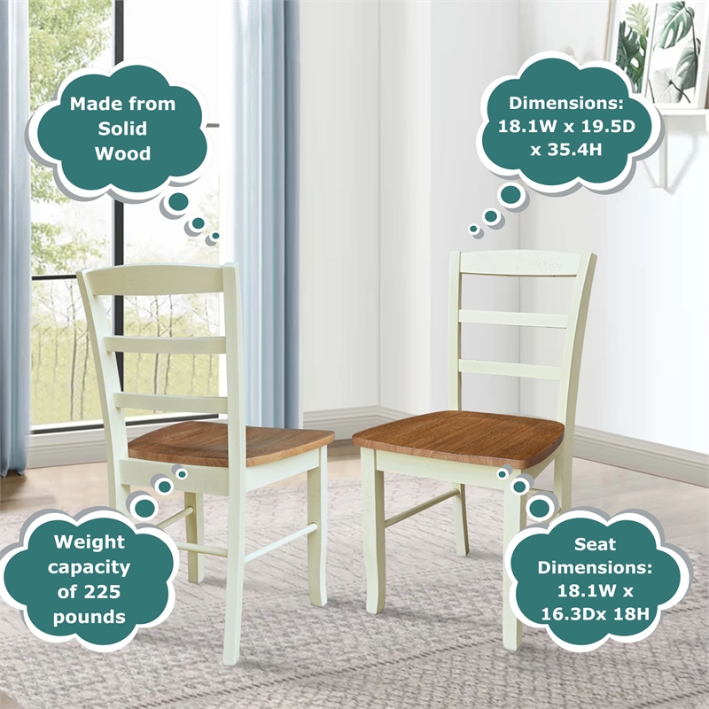 International Concepts Set of Two Madrid Dining Chairs Hickory and Shell