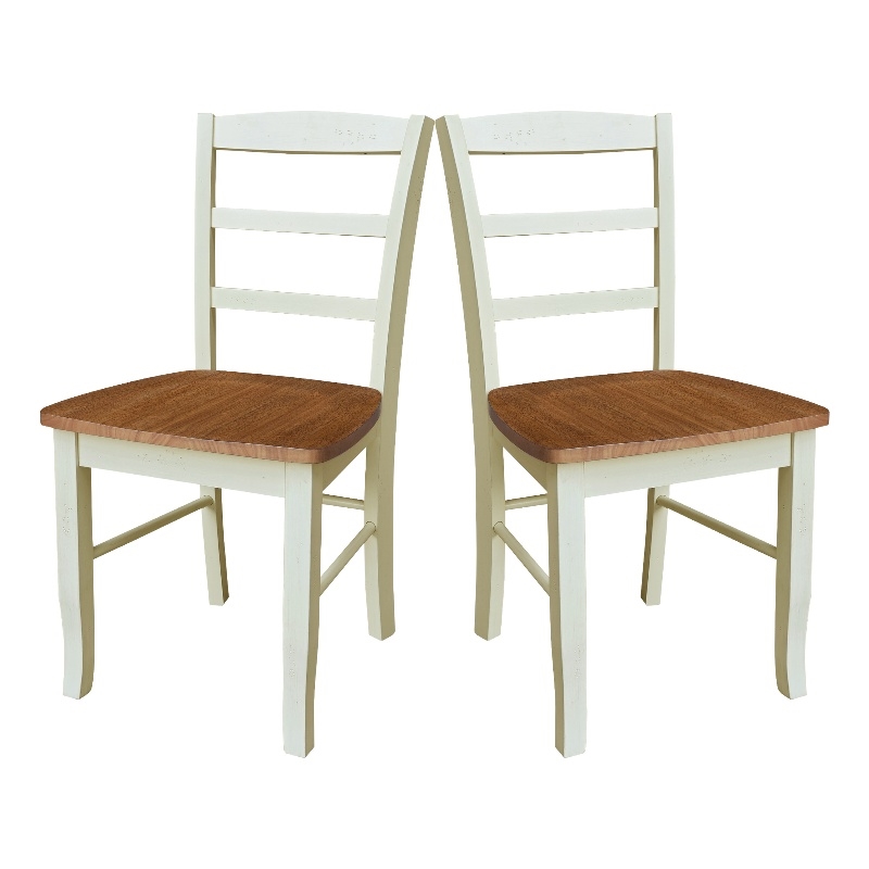 International Concepts Set of Two Madrid Dining Chairs Hickory and Shell