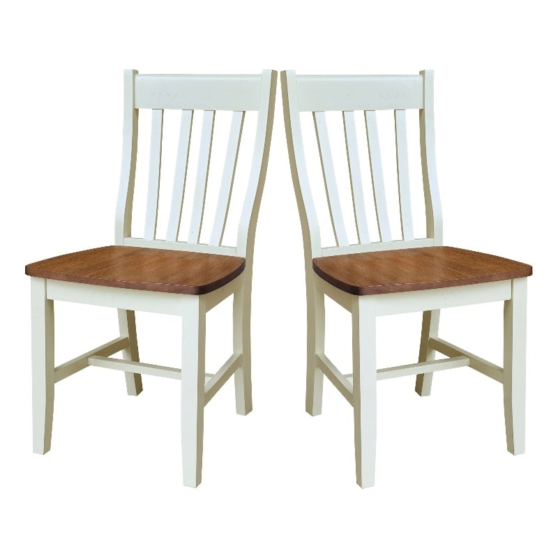 International Concepts Set of Two Cafe Dining Chairs Hickory and Shell