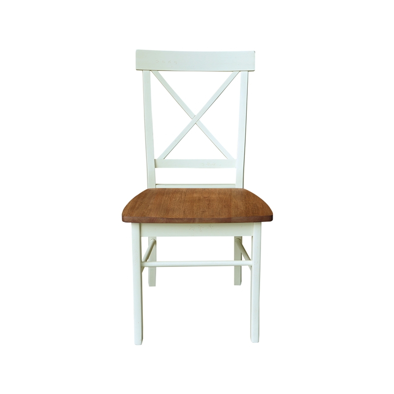 International Concepts Set of Two X-Back Dining Chairs Hickory and Shell