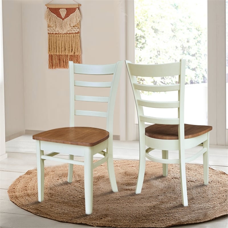 International Concepts Set of Two Emily Side Chairs Hickory and Shell