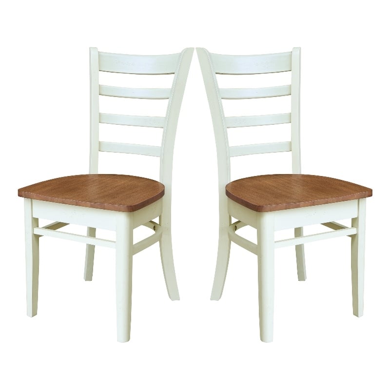 International Concepts Set of Two Emily Side Chairs Hickory and Shell