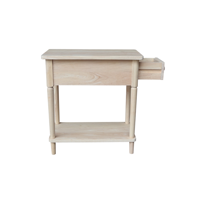 International Concepts Solid Wood Narrow Side Table Unfinished