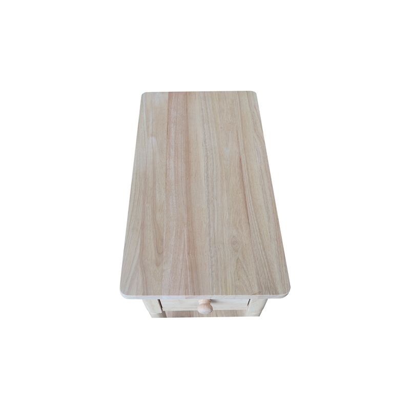 International Concepts Solid Wood Narrow Side Table Unfinished
