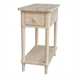 International Concepts Solid Wood Narrow Side Table Unfinished