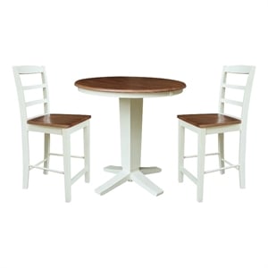 36&quot Round Extension Table with 2 Counter Height Stools - Multi-Color