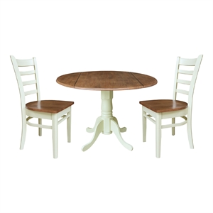 42&quot Dual Drop Leaf Wood Table With 2 Emily Side Chairs   Multi Color