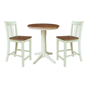 30&quot Round Pedestal Gathering Height Table With 2 Counter Stools - Multi-Color