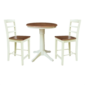 30&quot Round Pedestal Gathering Height Table With 2 Counter Stools - Multi-Color