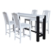 Solid Wood Tall Accent Table with 4 Counter Height Stools - Multi-Color