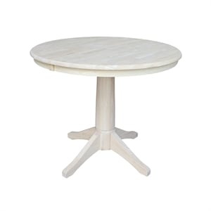 36&quot Round Pedestal Table With 12&quot Leaf - 30.1&quotH - Dining Height - Multi-Color