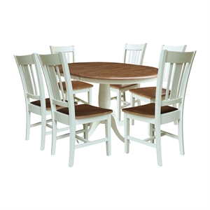 36&quot Round Extension Dining Table With 6 San Remo Dining Chairs   Multi Color