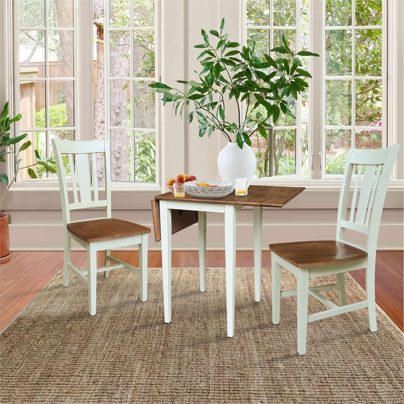 Small Dual Drop Leaf Table With 2 Chairs   3 Piece Dining Set   Multi Color