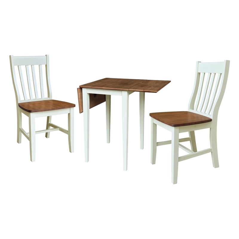 Small Dual Drop Leaf Table with Two Chairs - 3 Piece Set - Multi-Color