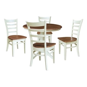 36&quot Round Extension Dining Table with 4 Emily Chairs - Multi-Color