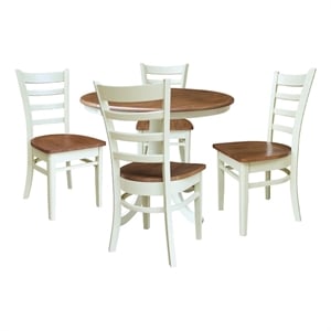 36&quot Round Pedestal Extention Table with 12&quot Leaf & 4 Dining Chairs - Multi-Color