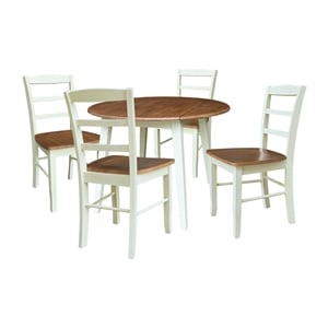 42&quot Round Dual Drop Leaf Wood Dining Table with 4 Chairs   Multi Color