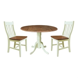42&quot Dual Drop Leaf Wood Dining Table with 2 Chairs   Multi Color
