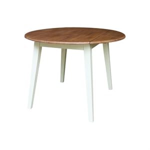 Solid Wood 42&quot Round Dual Drop Leaf Dining Table - Multi-Color