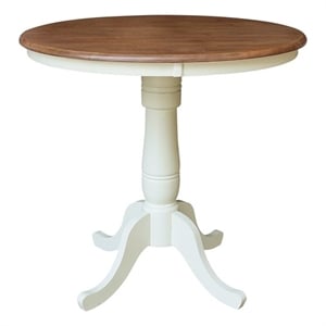 36&quot Round Top Wood Counter Height Pedestal Dining Table 35.1&quot High - Multi-Color