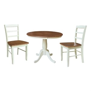 36&quot Round Pedestal Dining Table with 2 Madrid LadderBack Chairs   Multi Color