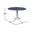 International Concepts 42 In Round dual drop Leaf Pedestal Table  30.3 