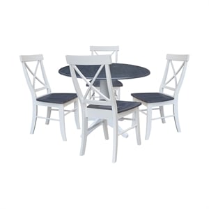 42&quot Round Top Dual Drop Leaf Pedestal Table with 4 Dining Chairs