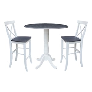 International Concepts 42&quot Round Pedestal Table with Two Bar Height Stools