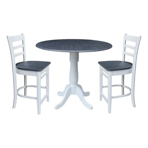 International Concepts 42&quot Round Pedestal Table with Two Counter Height Stools