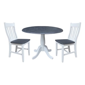 42&quot Round Top Dual Drop Leaf Pedestal Table with 2 Dining Chairs