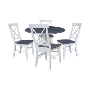 International Concepts 42&quot Round Drop Leaf Table with Four Dining Chairs