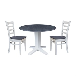 International Concepts 42&quot Round Drop Leaf Table with Two Dining Chairs