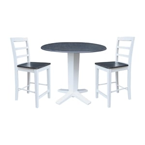 International Concepts 42&quot Round Drop Leaf Table with Two Stools