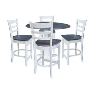 International Concepts 42&quot Round Drop Leaf Table with Four Stools