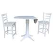 42 Round Pedestal Gathering Height Table with Two Counter Height Stools White