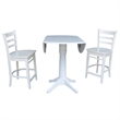 42 Round Pedestal Gathering Height Table with Two Counter Height Stools White