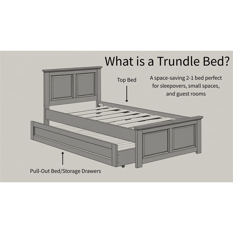 International Concepts Heritage Solid Wood Twin Trundle Bed Unfinished