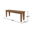 International Concepts Solid Wood Shaker Style Accent Bench in Hickory