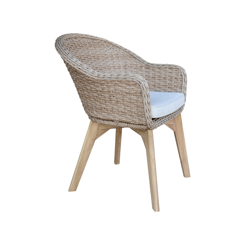 International Concepts Outdoor Set of Two Wicker Dining Chairs with Cusions