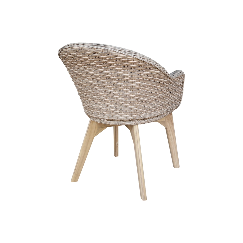 International Concepts Outdoor Set of Two Wicker Dining Chairs with Cusions
