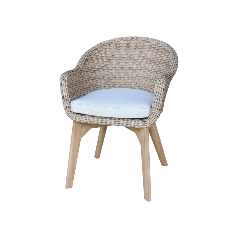 International Concepts Outdoor Set of Two Wicker Dining Chairs with Cusions