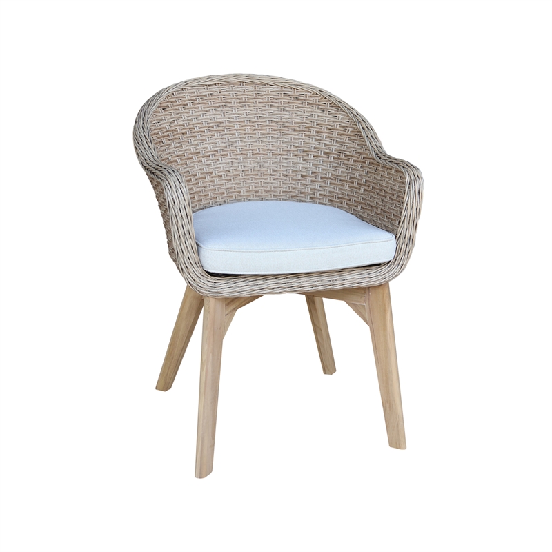 International Concepts Outdoor Set of Two Wicker Dining Chairs with Cusions