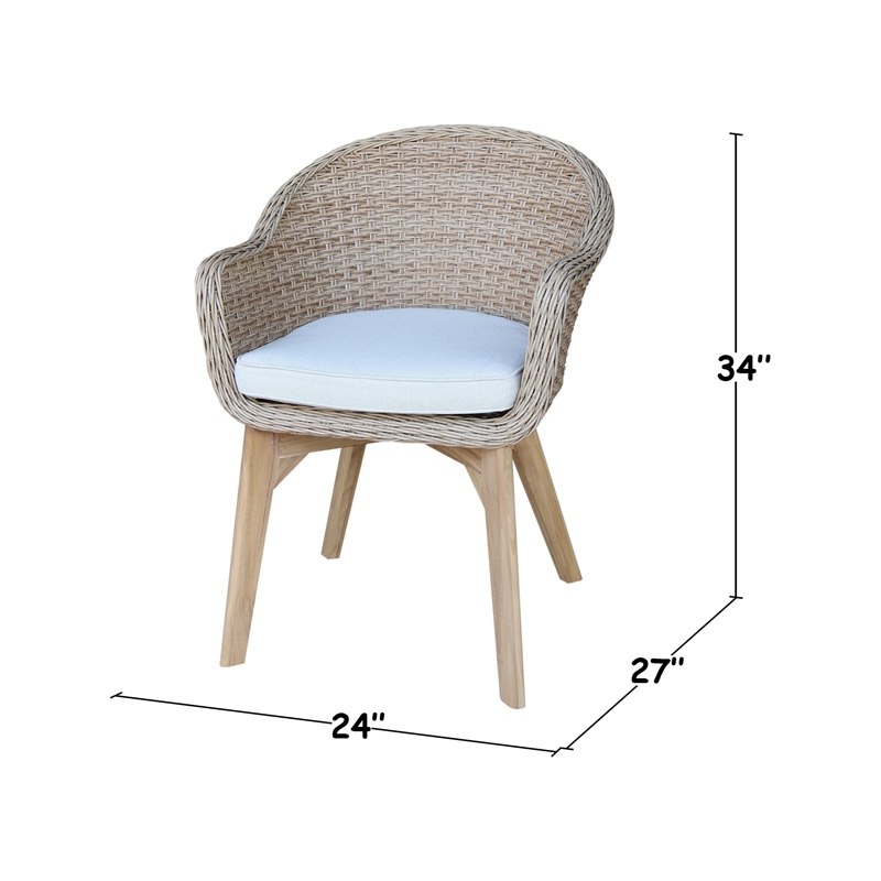 International Concepts Outdoor Set of Two Wicker Dining Chairs with Cusions