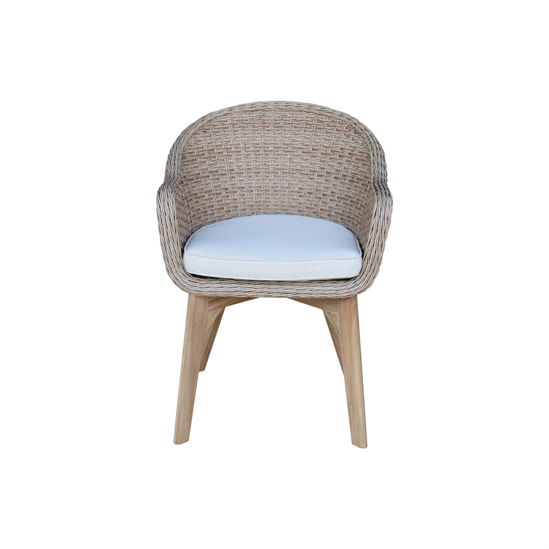 International Concepts Outdoor Set of Two Wicker Dining Chairs with Cusions
