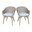 International Concepts Outdoor Set of Two Wicker Dining Chairs with Cusions